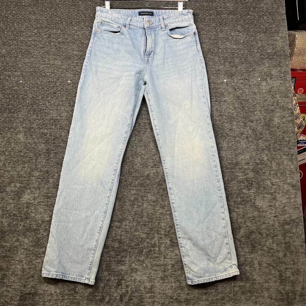 Aeropostale Relaxed Straight Jeans Mens Light Wash Denim Stretch Zip Fly - 30X32